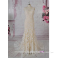 2016 guangzhou fashion heavy beaded lace champagne slim A-line wedding gowns factory